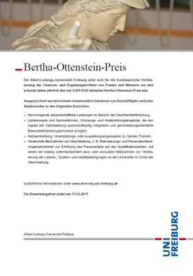 Bertha-Ottenstein-Preis wieder ausgeschrieben Bertha-Ottenstein-Preis wieder ausgeschrieben