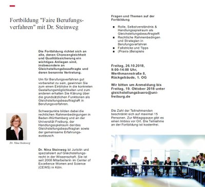 Jetzt anmelden: Fortbildung "Faire Berufungsverfahren" am 26. Oktober 2018 Jetzt anmelden: Fortbildung "Faire Berufungsverfahren" am 26. Oktober 2018