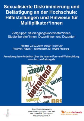 Jetzt anmelden: Workshop zu sexualisierter Diskriminierung am 22.02.2019 Jetzt anmelden: Workshop zu sexualisierter Diskriminierung am 22.02.2019